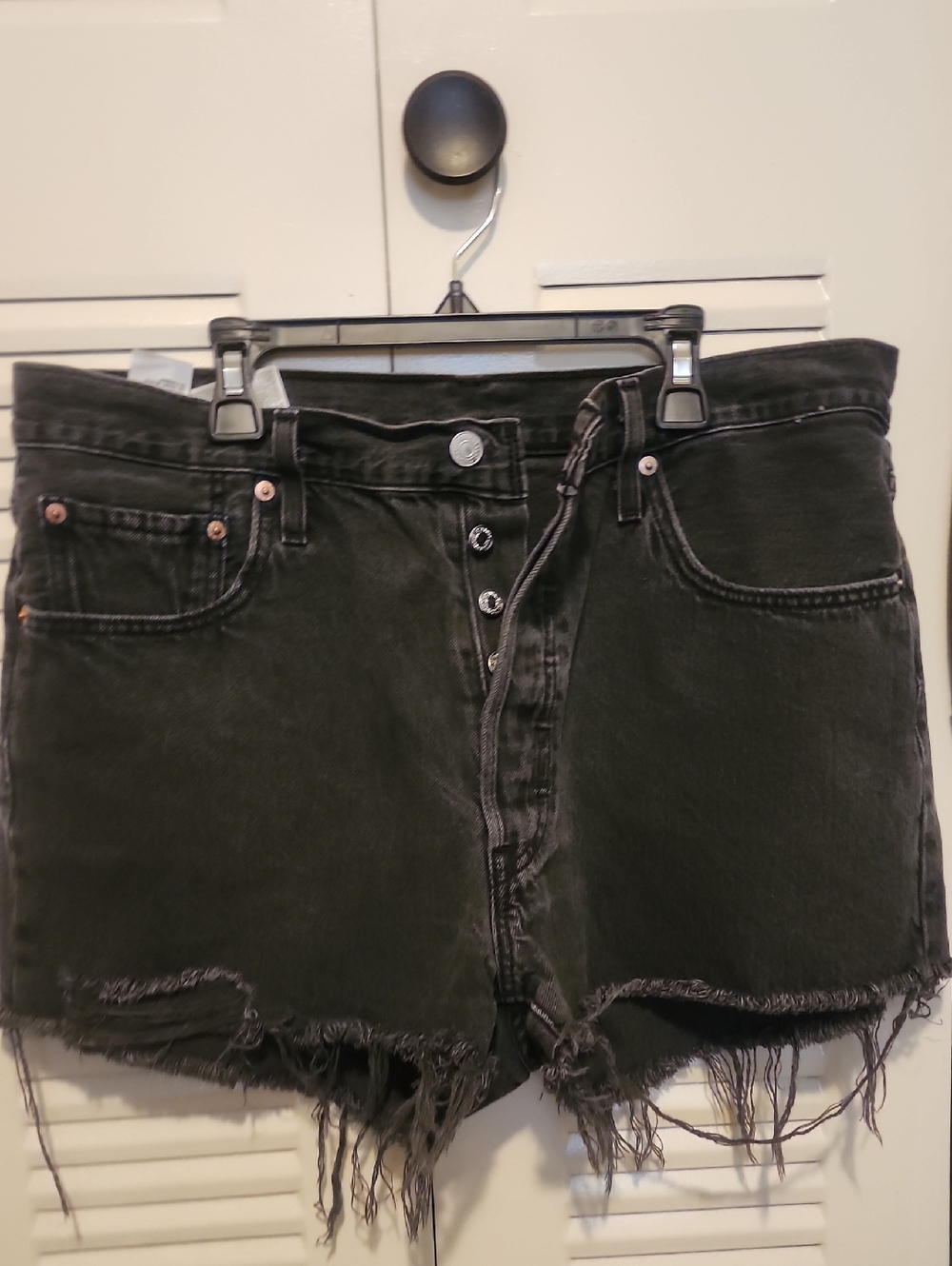 Women's Distressed Black Denim Shorts